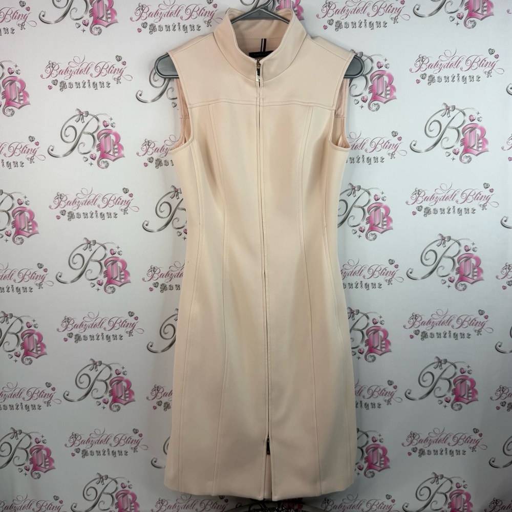 Tommy Hilfiger dress pink peach zip up Elegant Cream Sleeveless Dress